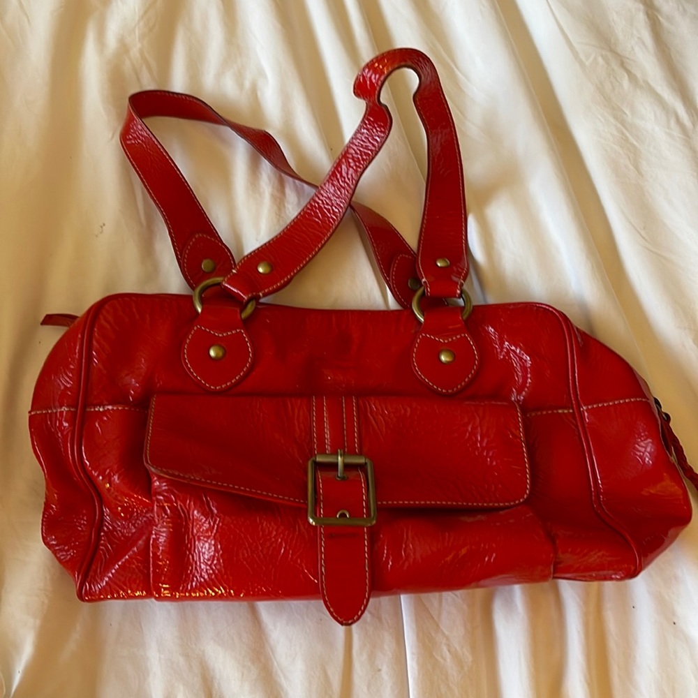Red patent leather bag